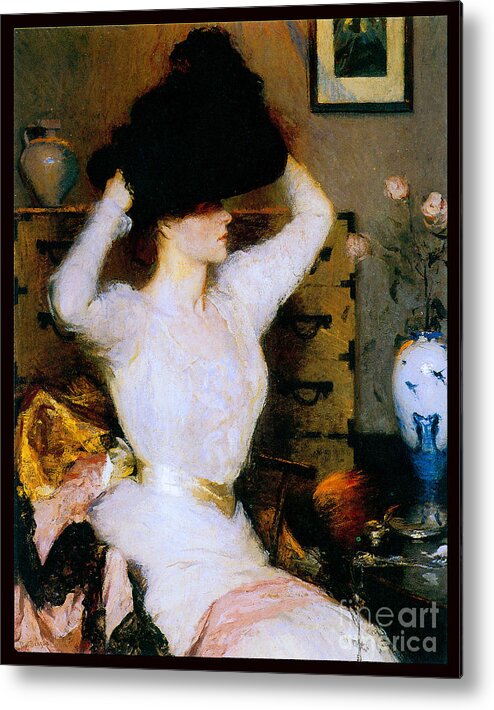 Benson Metal Print featuring the painting The Black Hat 1904 by Frank Benson