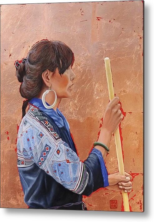Black Hmong Metal Print featuring the painting The Black Hmong Princess by Thu Nguyen