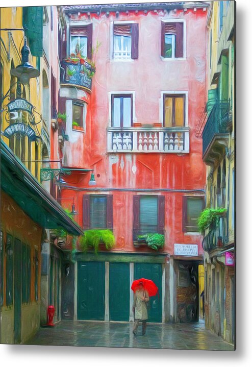 Venice Metal Print featuring the photograph The Colors of Rain in Venice by Lindsay Thomson