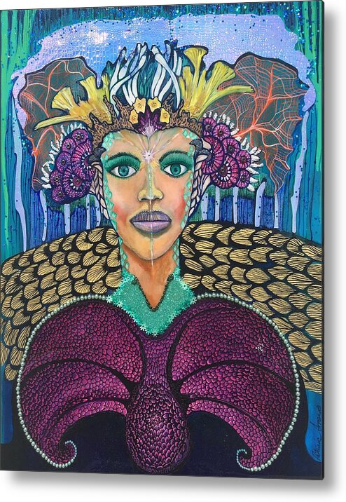 Painting Metal Print featuring the painting The Coral Queen by Patricia Arroyo