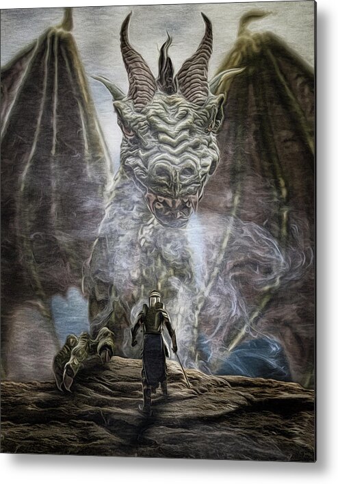 Dragon Metal Print featuring the digital art The Dragonslayer by Brad Barton
