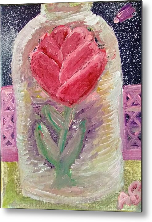 Rose Metal Print featuring the painting The Forever Rose by Andrew Blitman