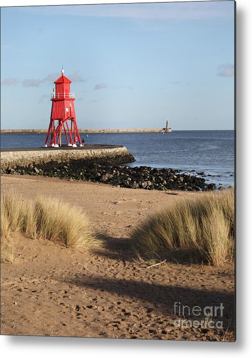 Herd Groyne Metal Print featuring the photograph The Herd Groyne Lighthouse, South Shields, England by Bryan Attewell