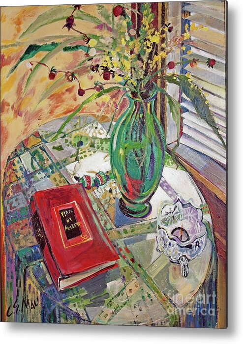 Still Life Metal Print featuring the painting The Light in the Window by Cherie Salerno