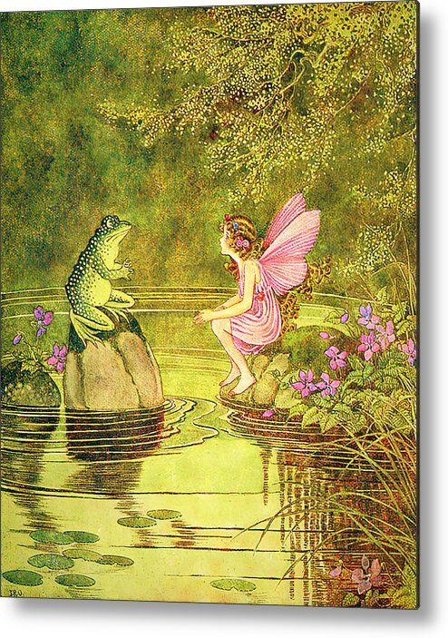 The Little Green Road To Fairyland Metal Print featuring the digital art The Little Green Road to Fairyland by Ida Rentoul Outhwaite
