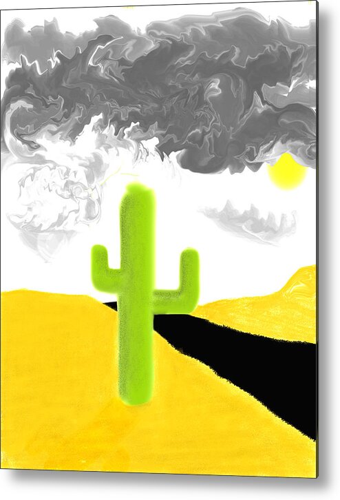 Cactus Metal Print featuring the digital art The Lone Cacti by Jon VanStrate