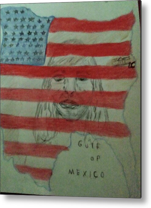 Usa Metal Print featuring the drawing The Lord Weeps by Suzanne Berthier
