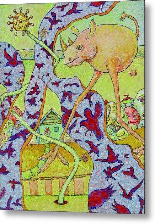 Rhino Metal Print featuring the painting The Next Step by Ronald Walker