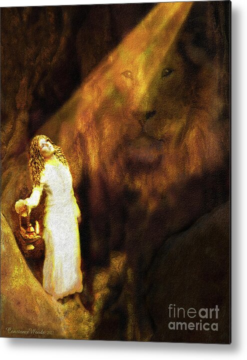 Lion Metal Print featuring the digital art The Secret Place - without writing by Constance Woods