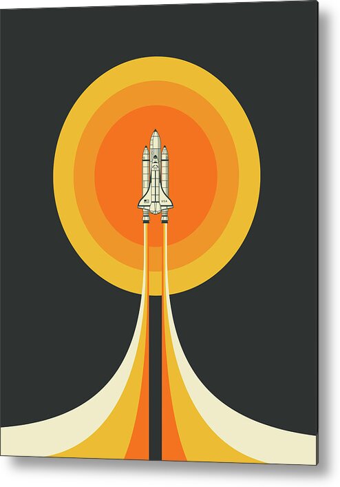 Retro Metal Print featuring the digital art The Space Shuttle 1.5 by Jazzberry Blue