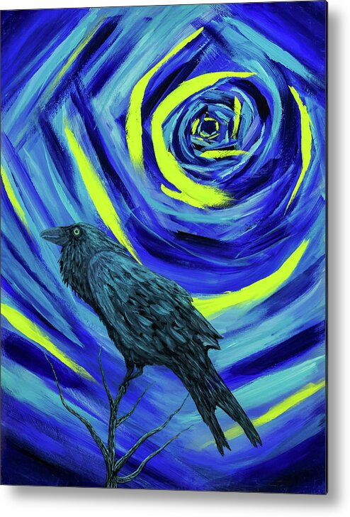 Crow Metal Print featuring the painting The Trickster by JP McKim