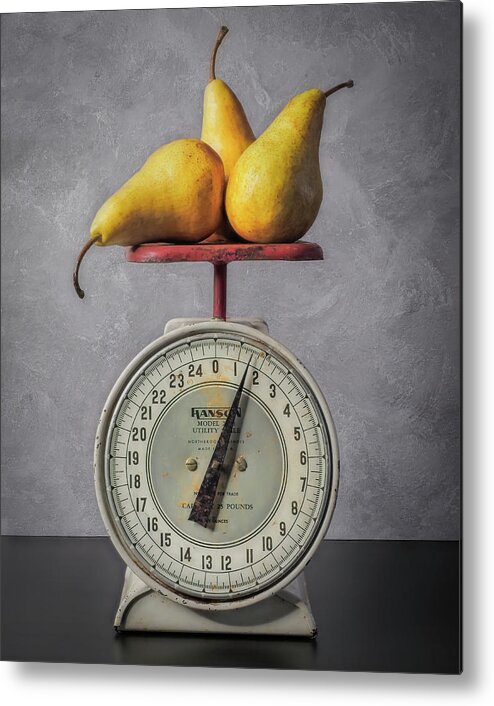Pears Metal Print featuring the photograph Three Pears by Sylvia Goldkranz