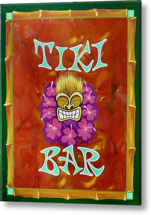 Tiki Bar Metal Print featuring the painting Tiki Bar by Alan Johnson