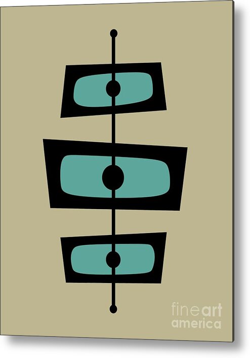 Mid Century Modern Metal Print featuring the digital art Two Toned Mid Century Rectangles in Teal by Donna Mibus