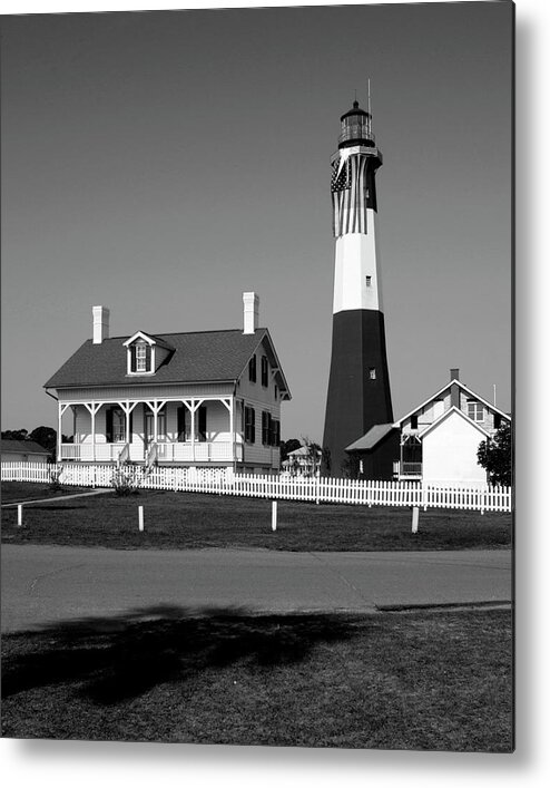 Tybee Island Lighthouse Photo Metal Print featuring the photograph Tybee Island Lighthouse Georgia bw Vertical by Bob Pardue