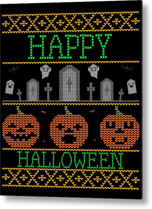 Cool Metal Print featuring the digital art Ugly Halloween Sweater by Flippin Sweet Gear