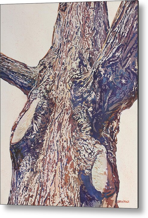 Tree Metal Print featuring the painting Undaunted Portrait of a Tree by Jenny Armitage
