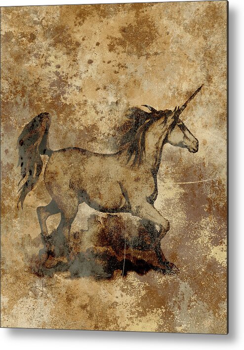 Unicorns Metal Print featuring the mixed media Unicorn Memories Forge Ahead Number 3 by Renee Forth-Fukumoto