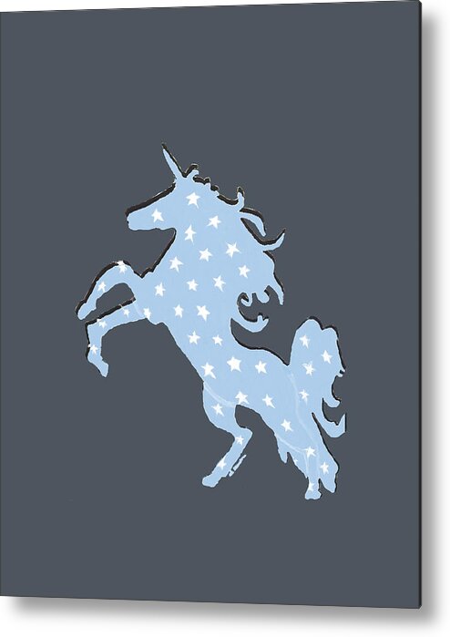 Unicorn Metal Print featuring the mixed media Unicorn Power in Light Blue by Ali Baucom