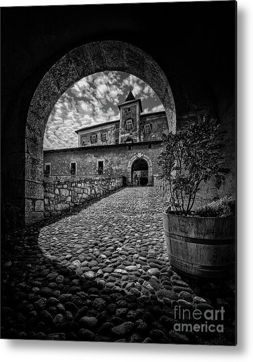 Thun Metal Print featuring the photograph Unusual view of Thun castle bnw by The P