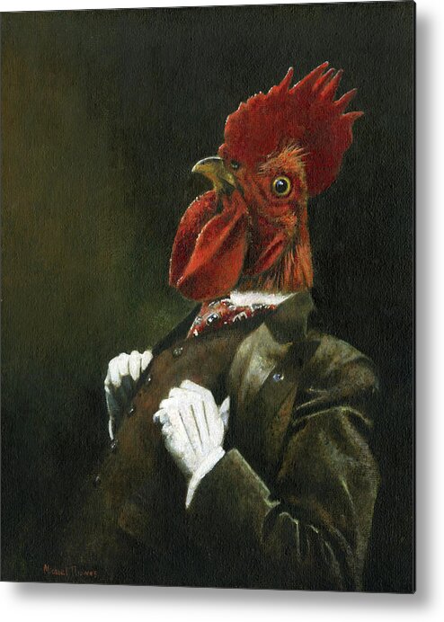 Cockerel Metal Print featuring the painting Victorian Cockerel by Michael Thomas