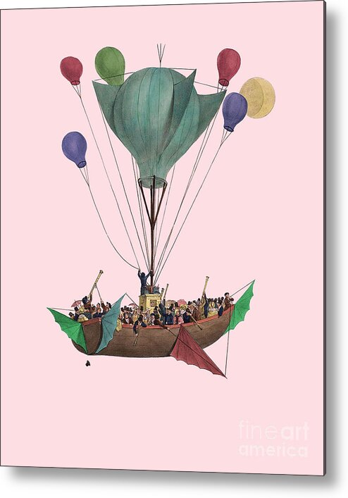 Ballon Metal Print featuring the digital art Victorian Fantasy Hot Air Balloon by Madame Memento