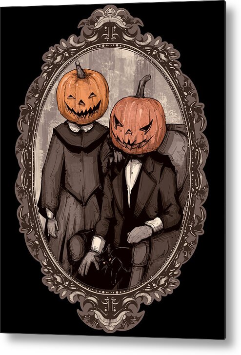Retro Metal Print featuring the drawing Victorian Halloween by Ludwig Van Bacon