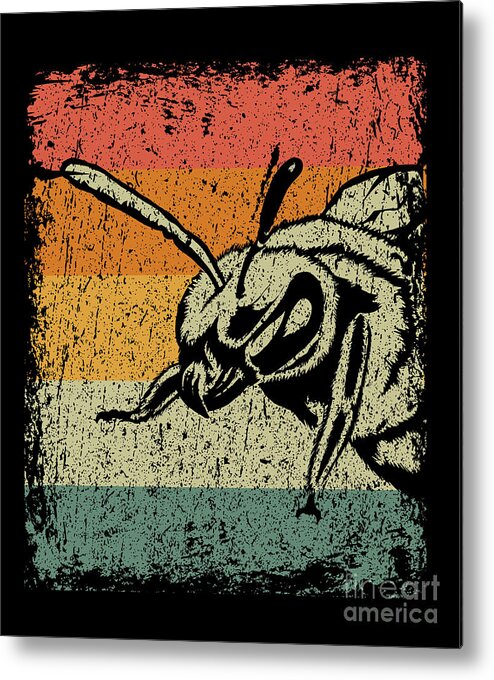Bee Metal Print featuring the digital art Vintage Bee Wasp Gift by J M