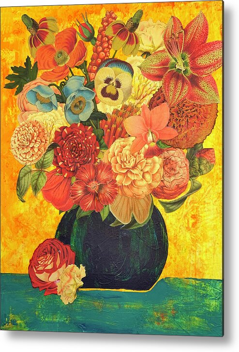 Bouquet Metal Print featuring the mixed media Vintage Bouquet #2 by Lorena Cassady