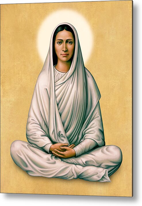 Virgin Mary Metal Print featuring the painting Virgin Mary Meditating on Gold by Sacred Visions