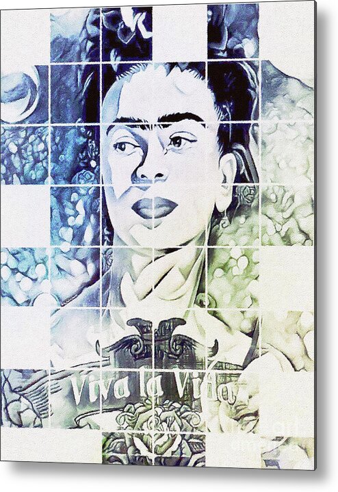 Viva La Vida Metal Print featuring the painting Frida Kahlo 4 by Linda Weinstock