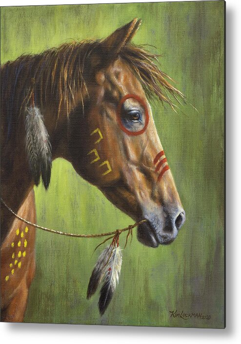 Horse Metal Print featuring the painting War Pony by Kim Lockman