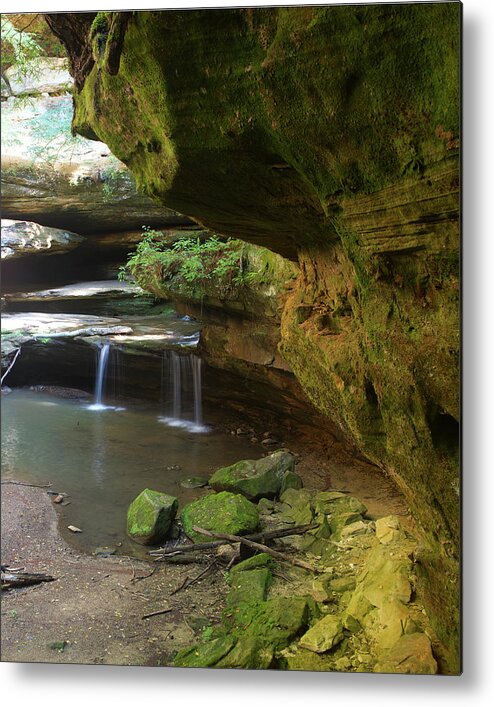 Waterfall Metal Print featuring the photograph Waterfall at Old Man's Cave by Flinn Hackett