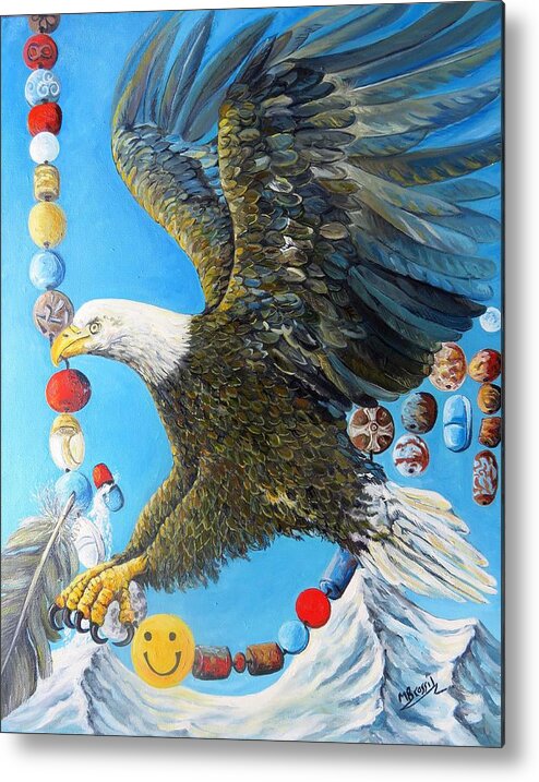 Bald Eagle Metal Print featuring the painting What Is Your Medicine? by Margot Brassil