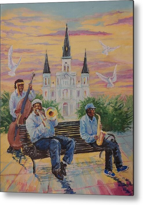 New Orleans Metal Print featuring the painting When the Saints Go Marching In--St Lewis Cathedral by ML McCormick