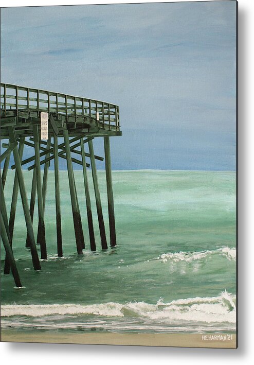 Pier Metal Print featuring the painting Wilmington Welcome by Heather E Harman