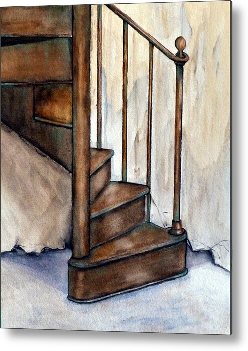 Staircase Metal Print featuring the mixed media Winding Copper Staircase by Kelly Mills