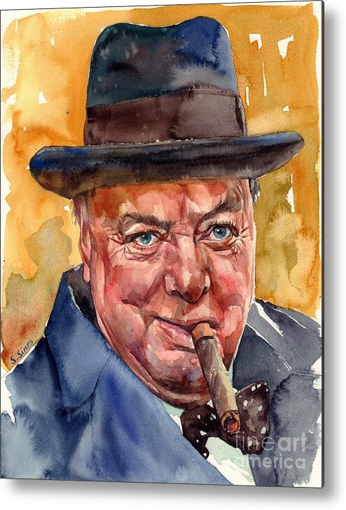 Winston Churchill Metal Print featuring the painting Winston Churchill by Suzann Sines