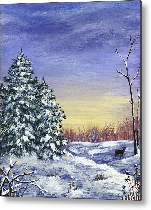 Malakhova Metal Print featuring the painting Winter Pine Trees by Anastasiya Malakhova