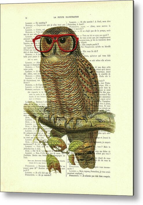 Owl Metal Print featuring the digital art Wise owl by Madame Memento