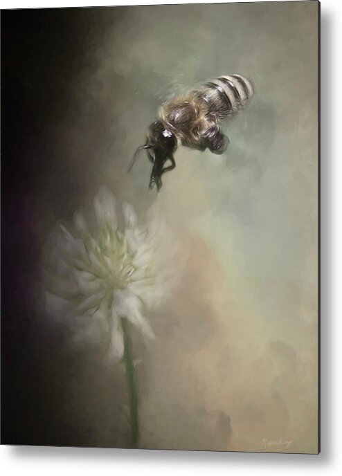 Textures Metal Print featuring the photograph Yellow Jacket in Clover by Marjorie Whitley