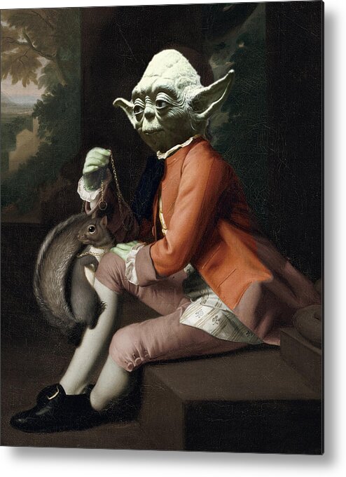 Yoda Metal Print featuring the painting Yoda Star Wars Antique Vintage Painting by Tony Rubino