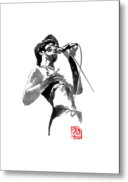 Freddy Mercury Metal Print featuring the painting Young Freddy by Pechane Sumie