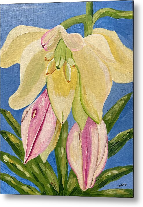 Yucca Metal Print featuring the painting Yucca Flower by Christina Wedberg
