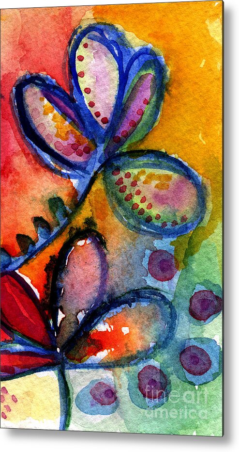 Abstract Metal Print featuring the painting Bright Abstract Flowers by Linda Woods