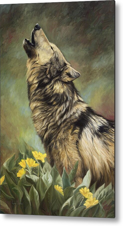 Wolf Metal Print featuring the painting Call Of The Wild by Lucie Bilodeau