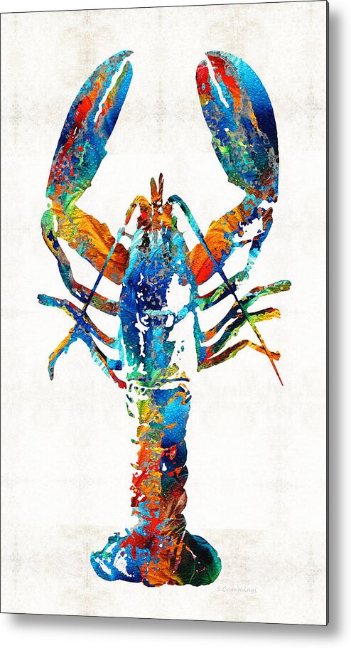 Lobster Metal Print featuring the painting Colorful Lobster Art by Sharon Cummings by Sharon Cummings