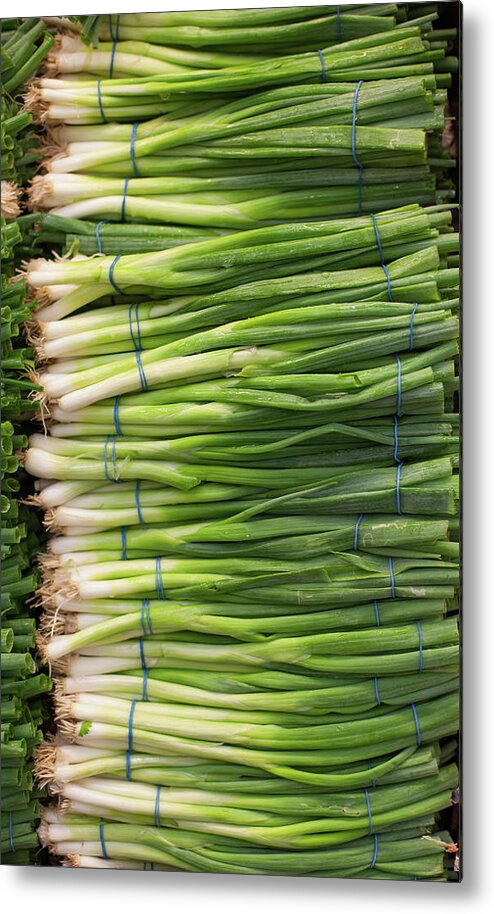 Large Group Of Objects Metal Print featuring the photograph Green Onions by Tuan Tran