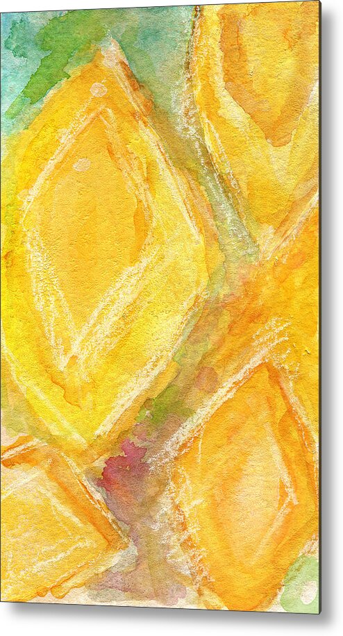 Abstract Painting Metal Print featuring the painting Lemon Drops by Linda Woods