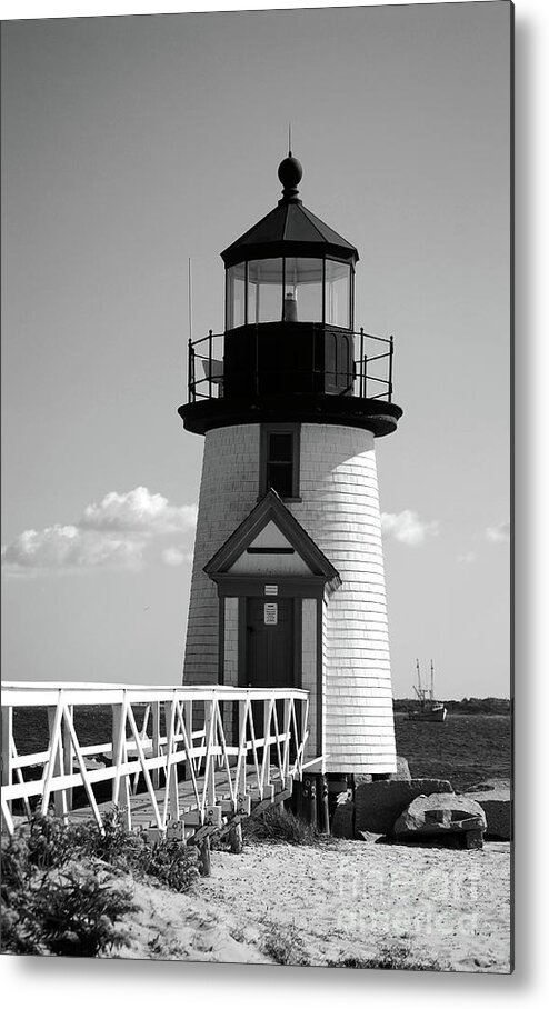 Lighthouse Metal Print featuring the photograph Lighthouse on Nantucket BW by Lori Tambakis
